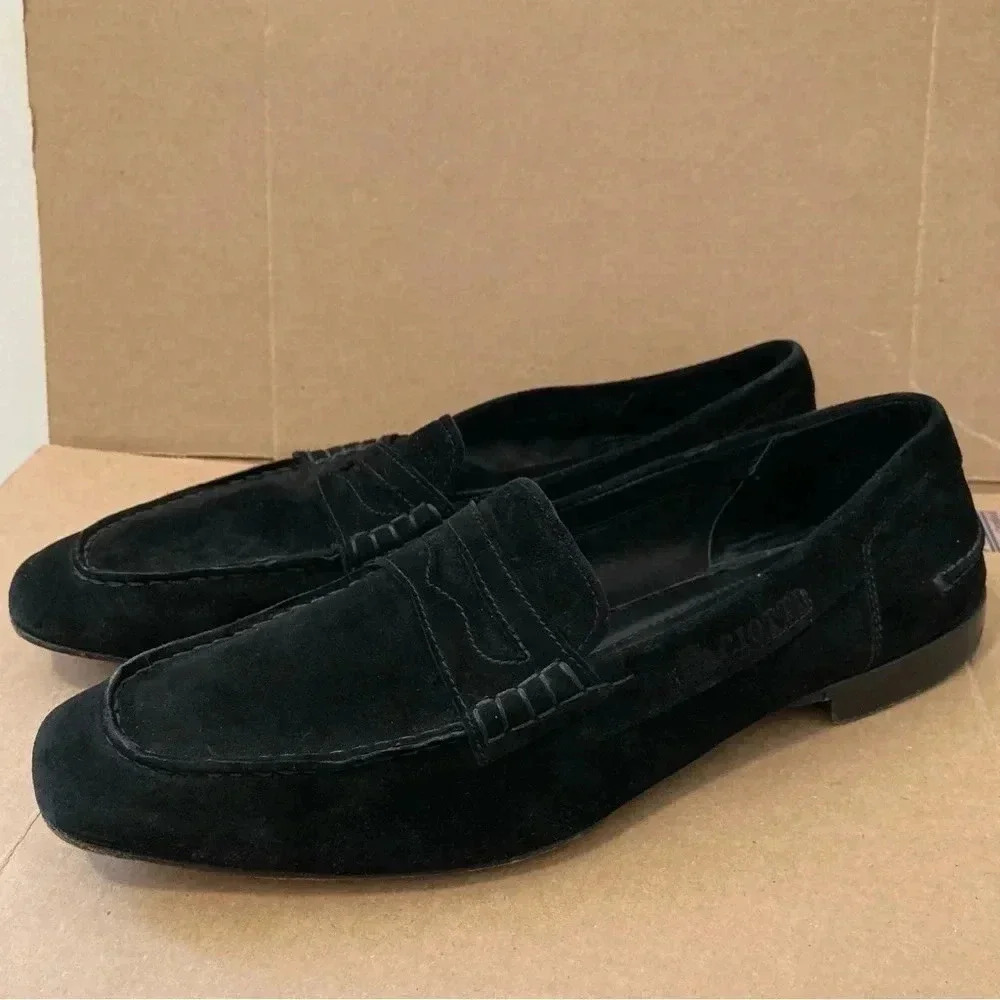 CESARE PACIOTTI SOFT SUEDE LOAFERS ITALIAN DESIGNER MENS SHOES BLACK SZ‎ UK 6.5